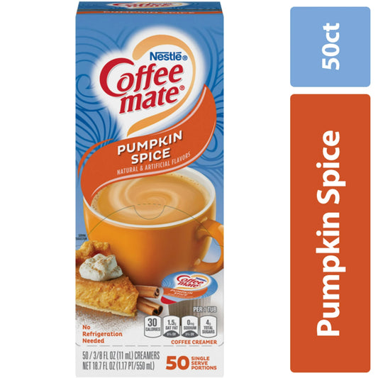 Coffee mate Pumpkin Spice Non-Dairy Creamer, 0.375 fl oz, 50 Count Tubs - Limited Edition