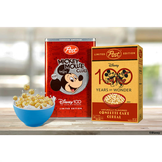 Disney 100 Years Confetti Cake Breakfast Cereal, Limited Edition Collectors Tin - ULTRA RARE COLLECTIABLE - Sold Out