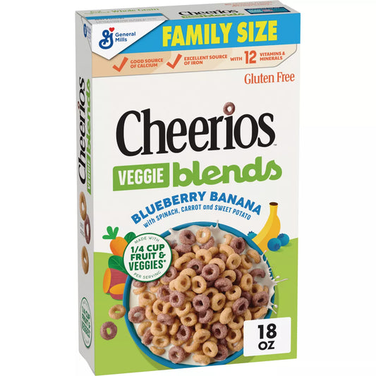 Cheerios Veggie Blends Blueberry Banana Family Size Cereal - 18oz