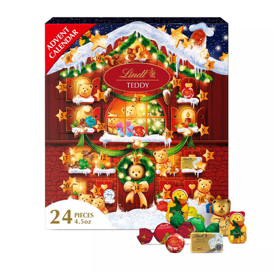 Lindt Christmas Teddy Bear Chocolate Candy Advent Calendar - 4.5oz