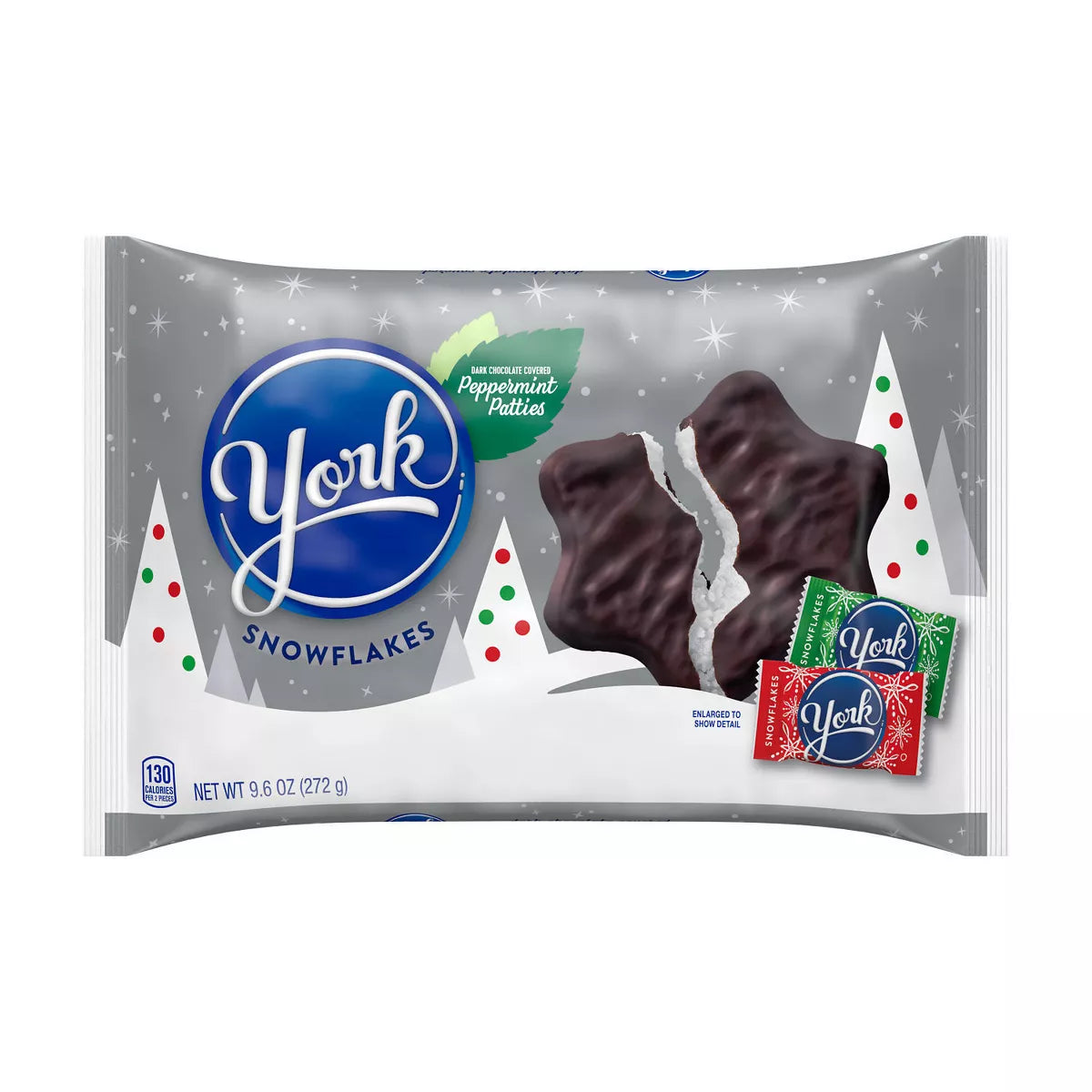 YORK Christmas Dark Chocolate Peppermint Patties Snowflakes Candy - 9.6oz