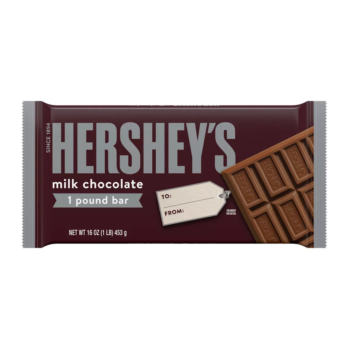 Hershey's Christmas Milk Chocolate Candy Gift Bar - 16oz - 1 Pound Bar