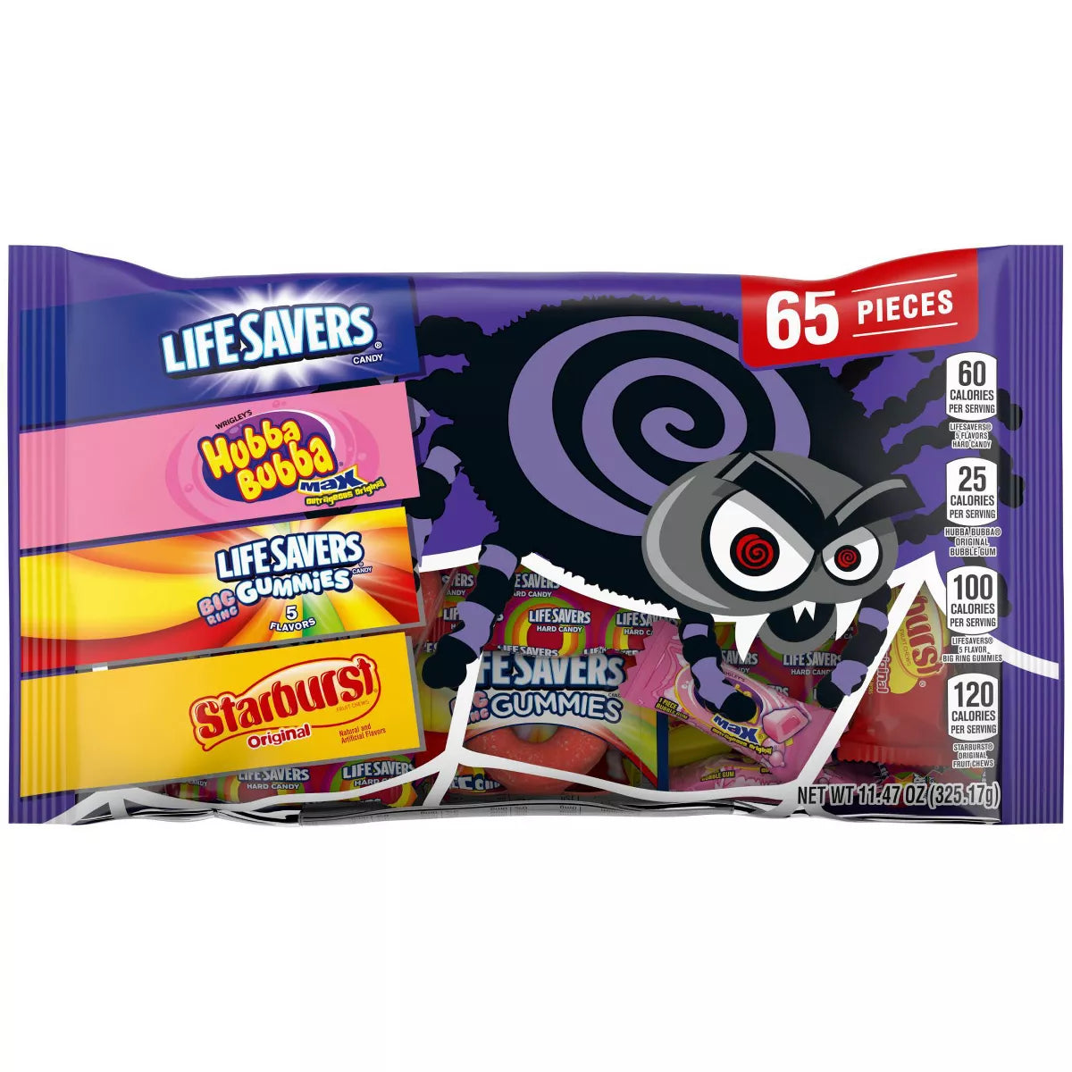 Starburst, Hubba Bubba, and Life Savers Halloween Gummies and Chewy Candy Variety Pack - 11.47oz