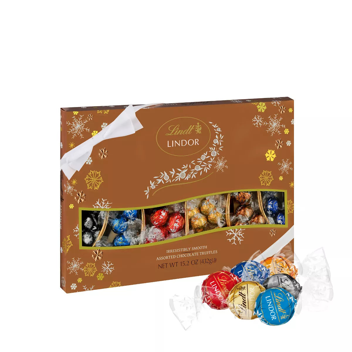 Lindt LINDOR Christmas Deluxe Assorted Chocolate Candy Truffles Gift Box - 15.2oz