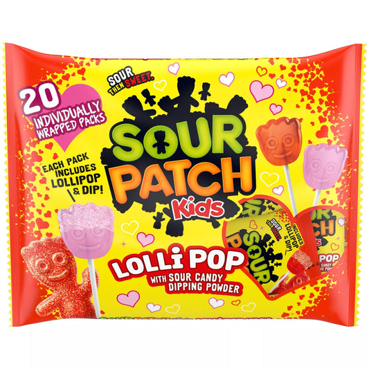 Sour Patch Kids Valentine's Lick & Dip Lollipops - 10.58oz