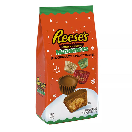 REESE'S Christmas Milk Chocolate Peanut Butter Cups Candy Miniatures - 39.37oz