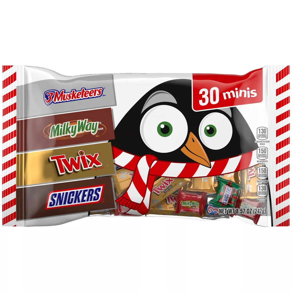 Twik, Snickers, Milky Way & 3 Musketeers Christmas Mini Candy Variety Pack - 8.57oz