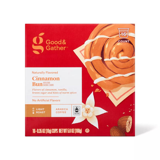 Naturally Flavored Cinnamon Bun With Other Natural Flavors Single Serve Light Roast Coffee - 16ct - Good & Gather™