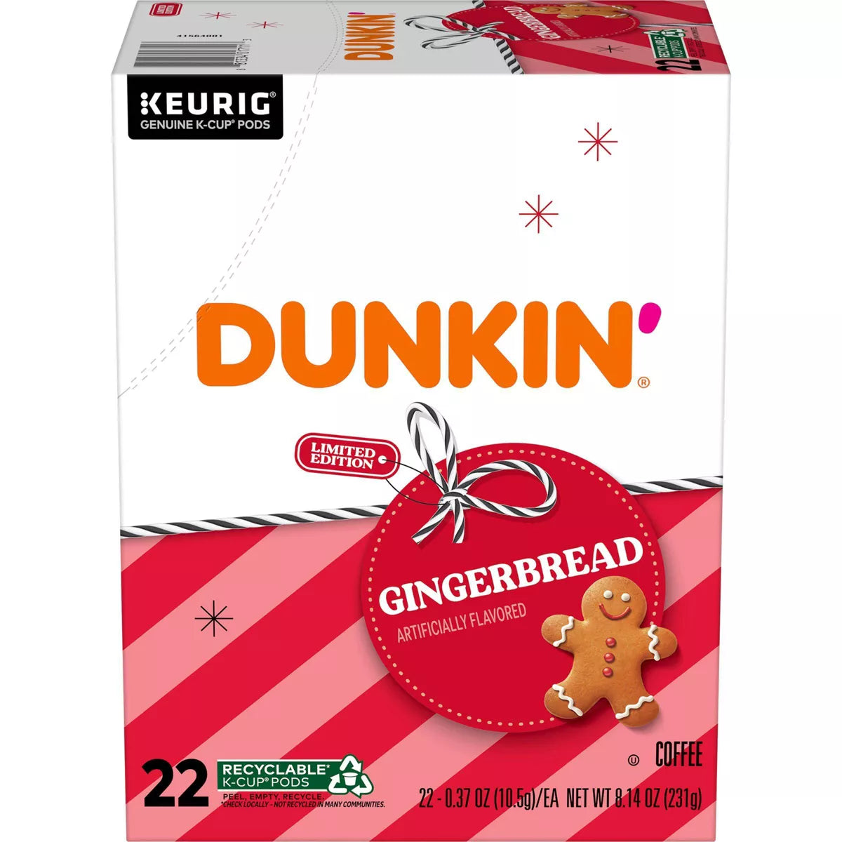 Dunkin' Gingerbread Flavored Medium Roast Coffee Pods - 22ct