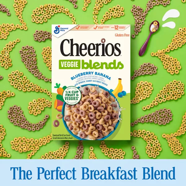 Cheerios Veggie Blends Blueberry Banana Family Size Cereal - 18oz