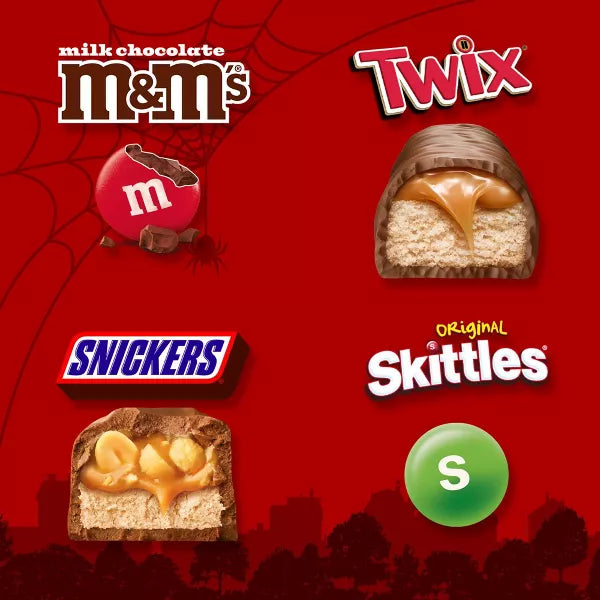 Snickers, Twix, M&M's, and Skittles Halloween Chocolate and Chewy Candy Fun Size and Minis Variety Pack - 24.01oz