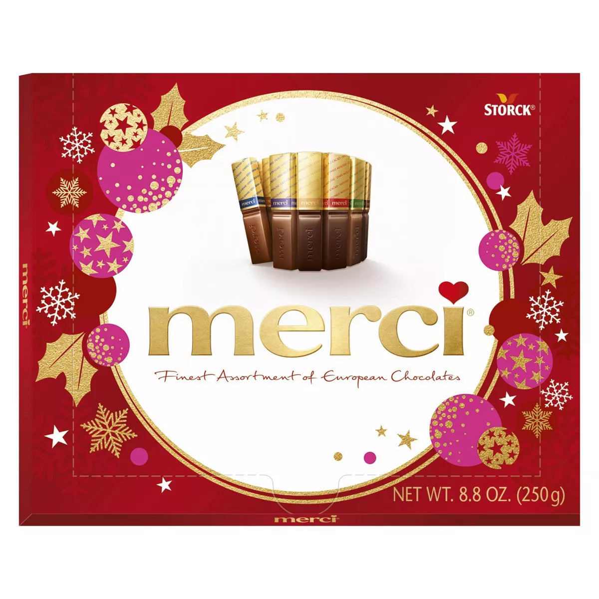 Merci Christmas Assorted European Milk & Dark Chocolates - 8.8oz