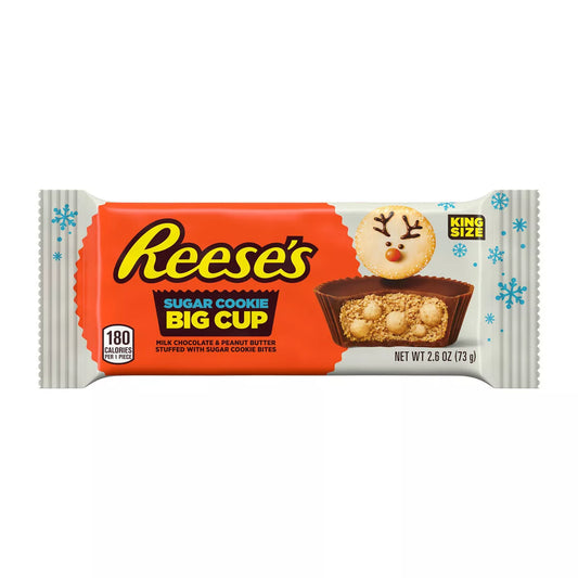 REESE'S Christmas Milk Chocolate Peanut Butter Sugar Cookie Candy King Size - 2.6oz