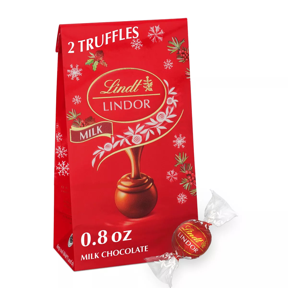 Lindt LINDOR Christmas Mini Milk Chocolate Candy Truffles - 0.8 oz