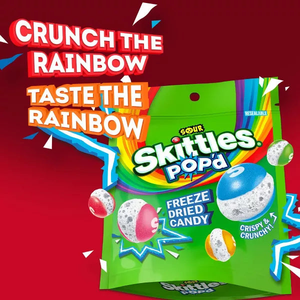 Skittles Sour Pop'd Freeze Dried Candy - 5.5oz - NEW ULTRA RARE