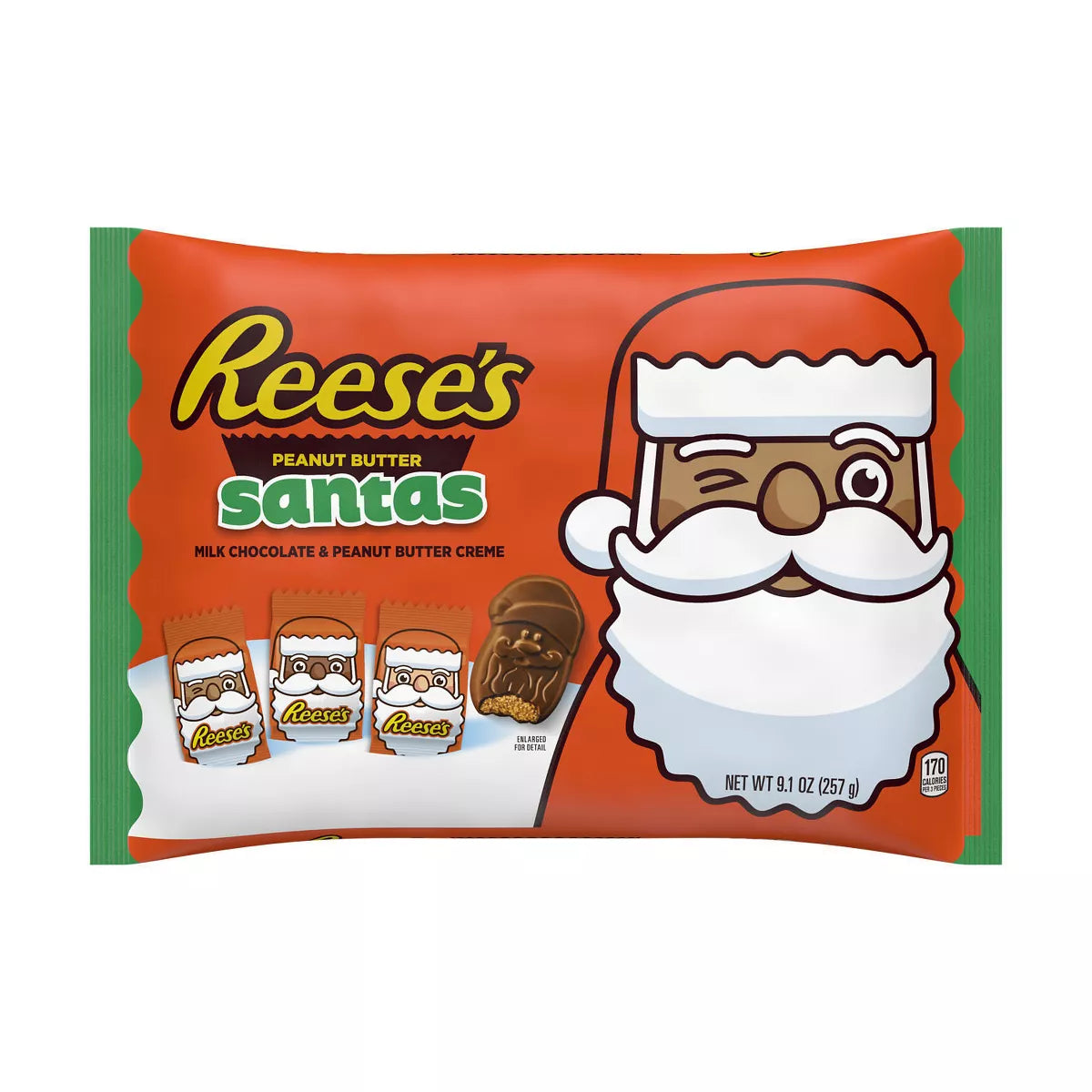 REESE'S Christmas Milk Chocolate Peanut Butter Crème Santas Candy - 9.1oz