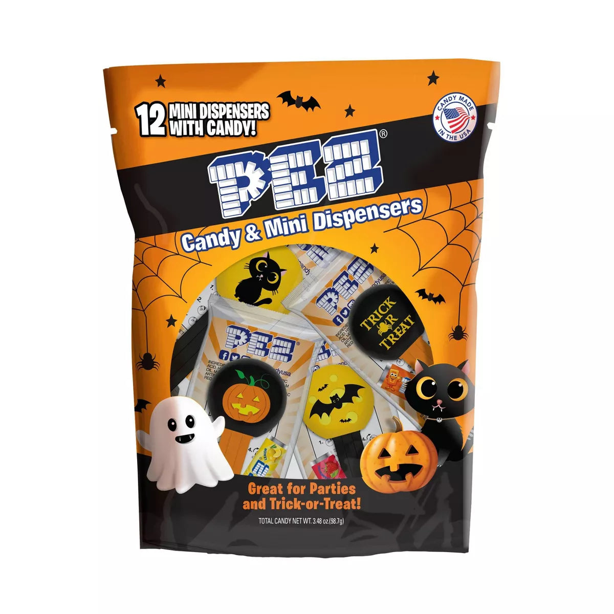 PEZ Halloween Candy & Mini Dispensers Bag - 3.48oz/12ct