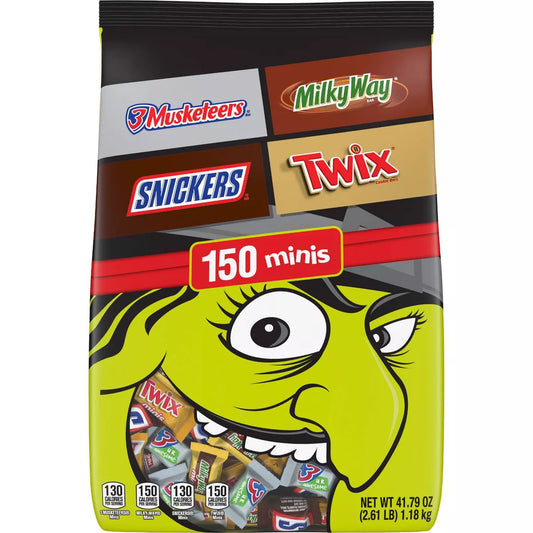 Twix, Snickers, Milky Way & 3 Musketeers Halloween Minis Candy Bars Bulk - 41.79oz