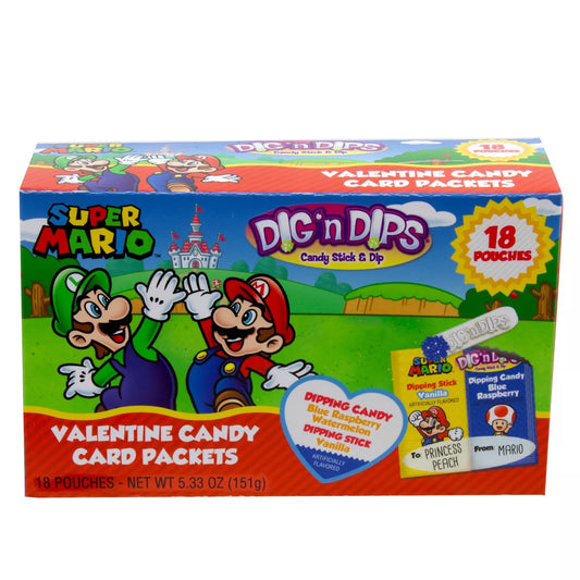 Super Mario Valentine's Dig N Dips Box - 5.33oz/18 Count - ULTRA RARE