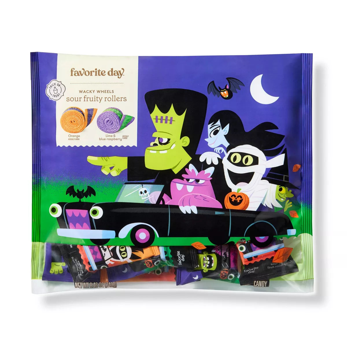 Halloween Wacky Wheels Sour Fruity Rollers - 8.46oz/12ct