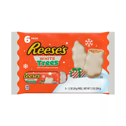 REESE'S Christmas White Crème Peanut Butter Trees Christmas Candy Packs - 1.2oz/6ct