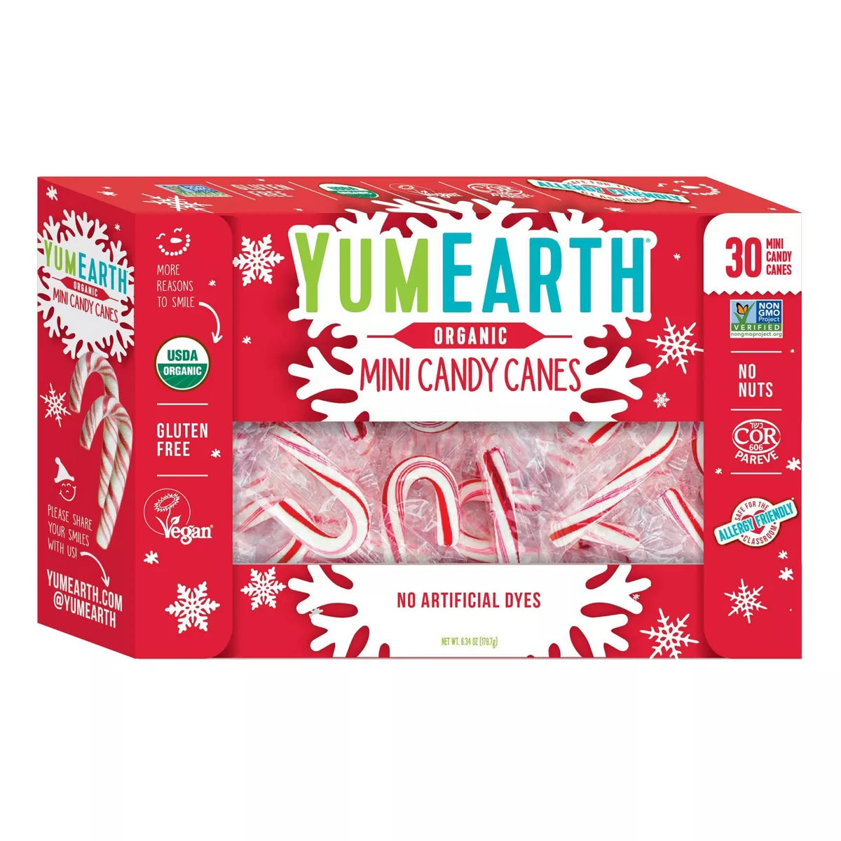 Yum Earth Christmas Mini Candy Canes - 6.34oz/30ct