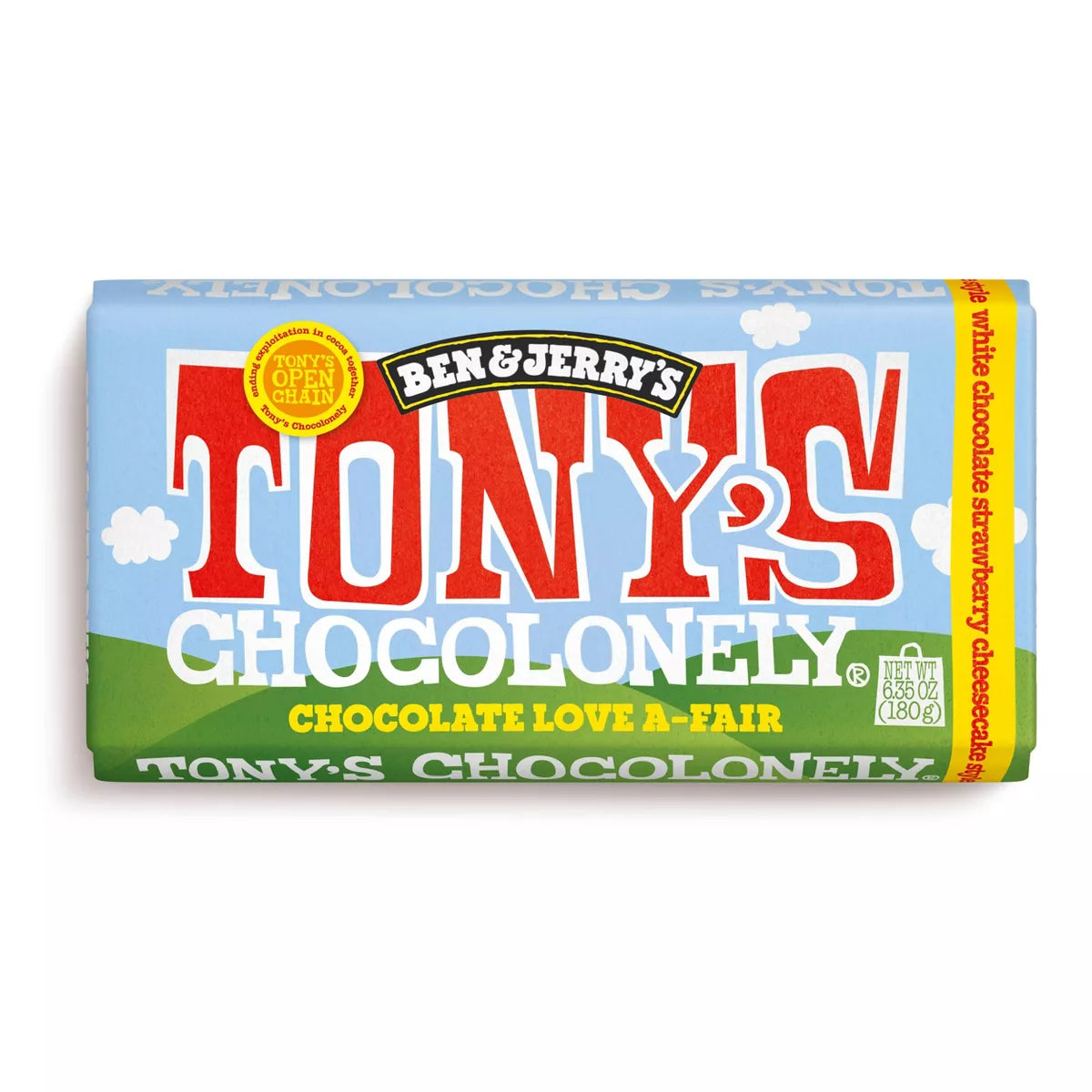 Ben & Jerry - Tony's Chocolonely White Chocolate Strawberry Cheesecake Bar - 6.35oz- Limited Edition