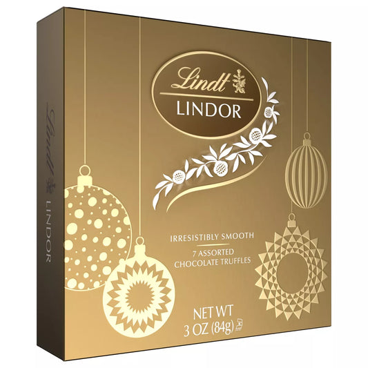 Lindt LINDOR Christmas Assorted Chocolate Candy Truffles Token Gift Box - 3oz