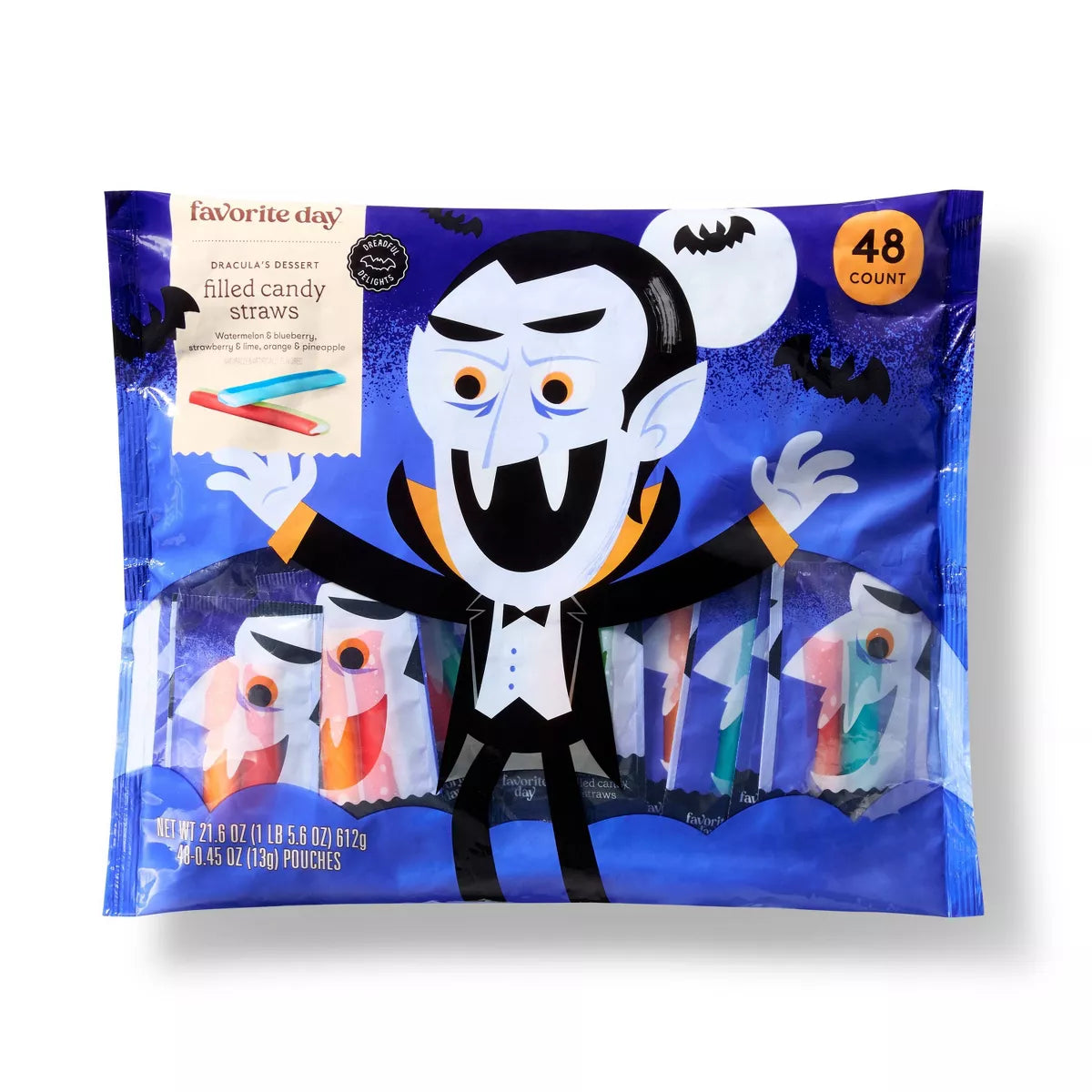 Halloween Soft & Chewy Trick or Treat Filled Straws - 21.6oz/48ct - Favorite Day™