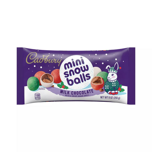 CADBURY Christmas Milk Chocolate Crisp Sugar Shell Mini Snowballs Candy - 9oz