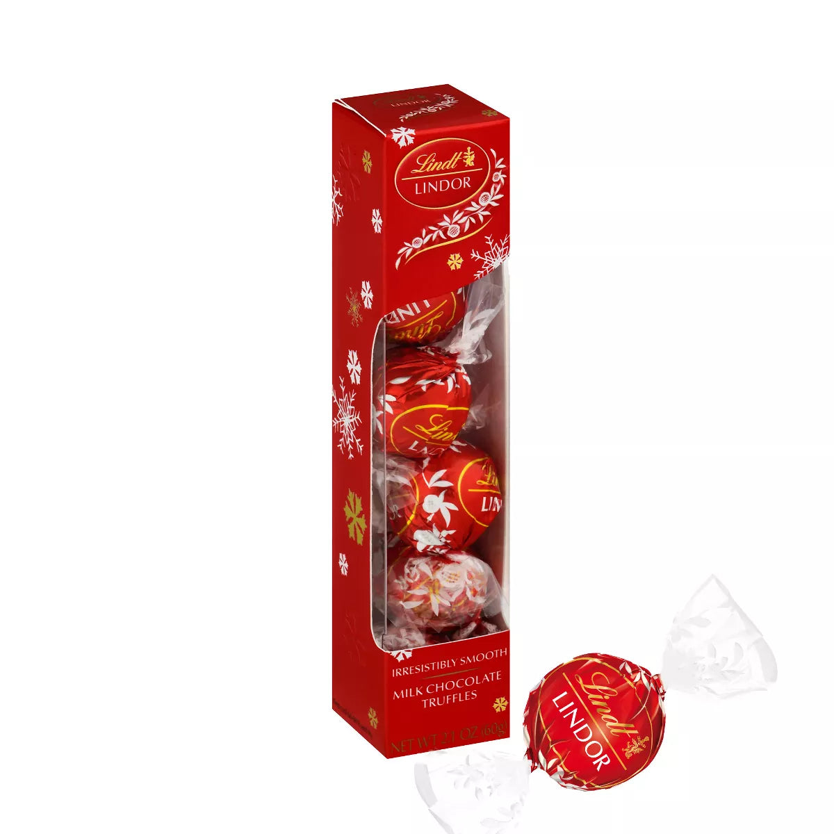 Lindt LINDOR Christmas Milk Chocolate Truffles Favor Gift - 2.1 oz