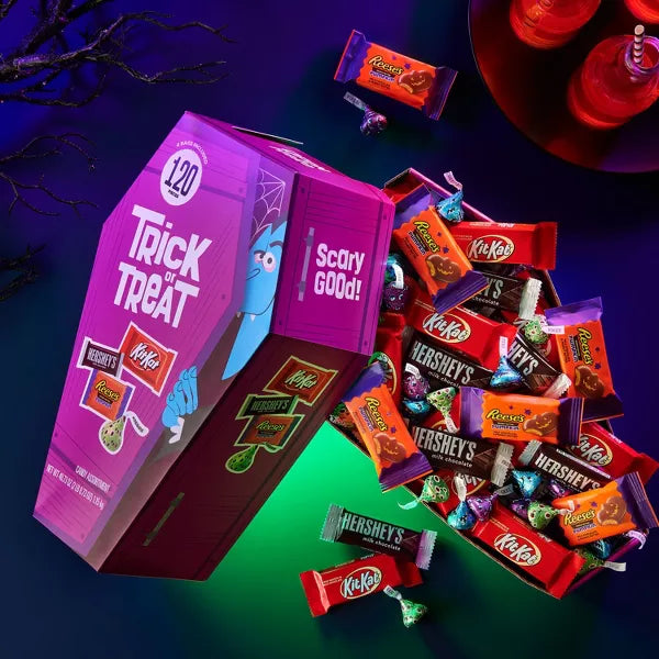 Hershey's Milk Chocolate Assorted Trick or Treat Halloween Candy Coffin Gift Box - 120pc - Ultra RARE