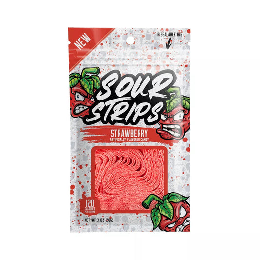 Strawberry Sour Strips Candy - 3.4oz