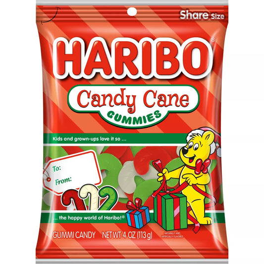 Haribo Goldbears Christmas Candy Cane Gummy Bears - 4oz