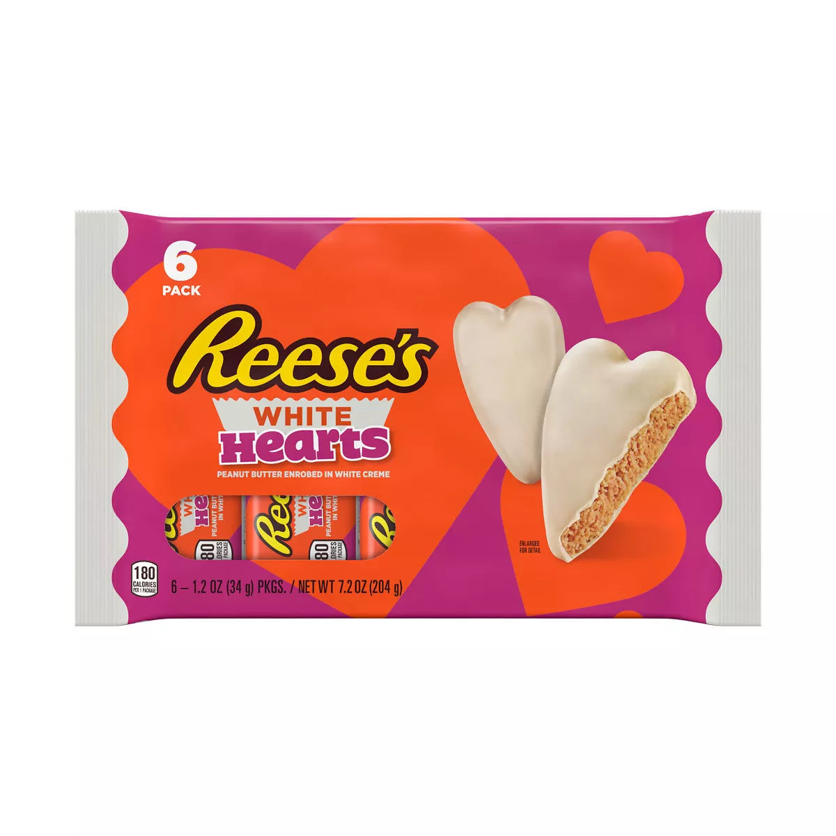 Reese's Valentine's White Creme Peanut Butter Hearts - 7.2oz/6pk