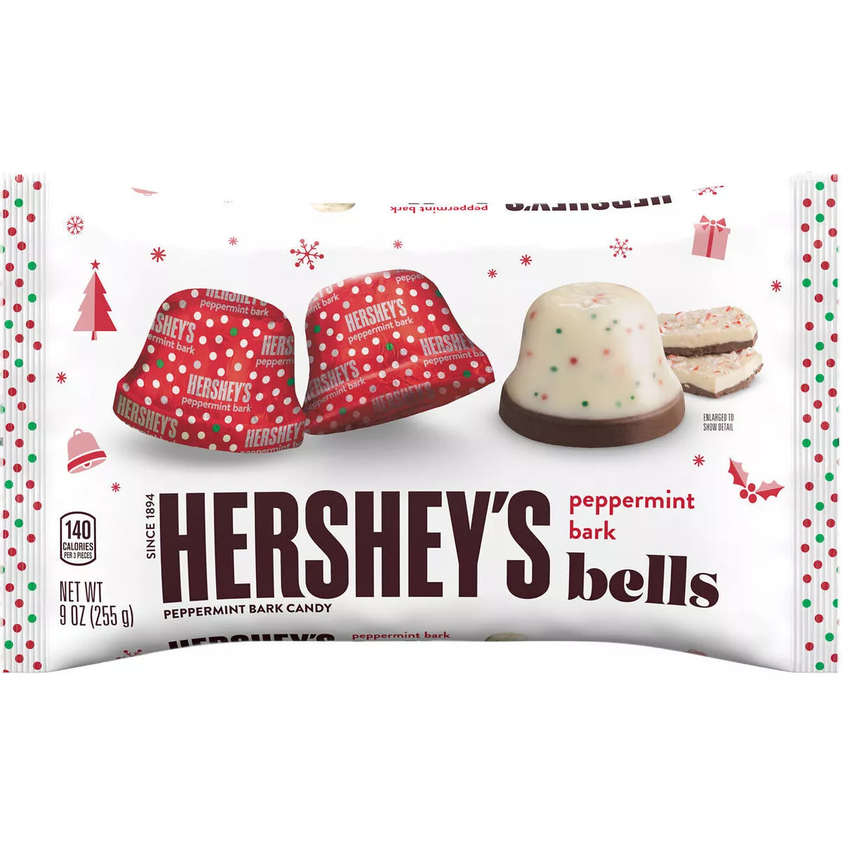 Hershey's Christmas Peppermint Bark Bells Candy - 9oz