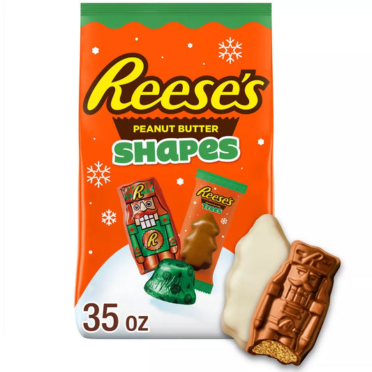 REESE'S Christmas Tree Milk Chocolate Peanut Butter Shapes Assortment Candy - 35oz