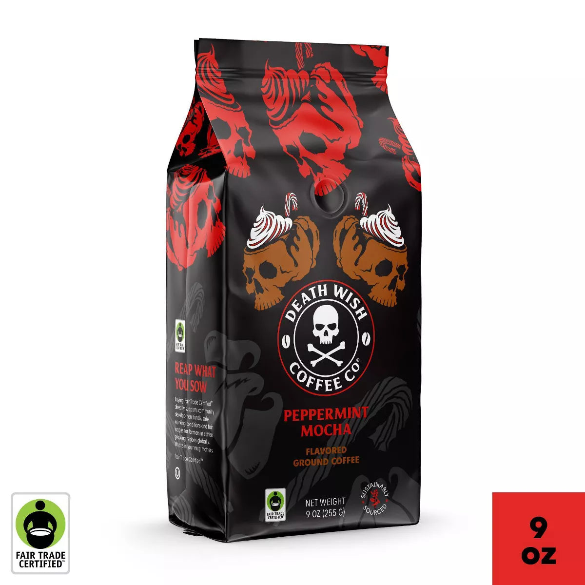 Death Wish Coffee Fair Trade Peppermint Mocha Ground Coffee 9oz - Limited Edition