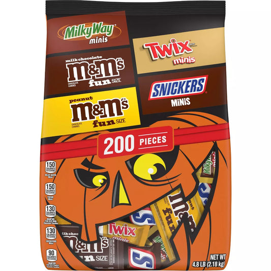 Snickers, Twix, M&M's & More Bulk Halloween Chocolate Candy Minis and Fun Size Variety Pack - 76.94oz