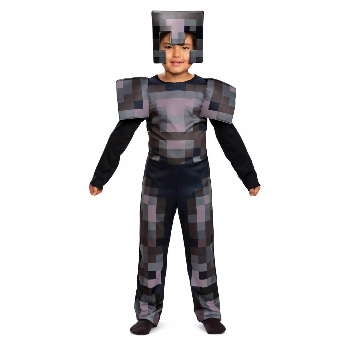 Kids' Minecraft Classic Netherite Armor Halloween Costume Jumpsuit with Headpiece