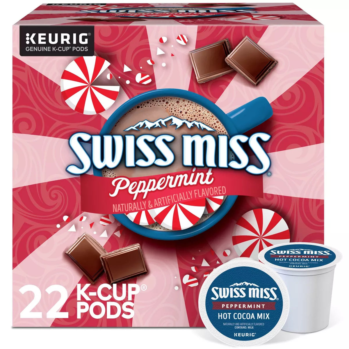 Swiss Miss Peppermint Cocoa Keurig K-Cup Pods - Hot Cocoa - 22ct/11.4oz