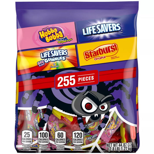 Starburst, Hubba Bubba, and Life Savers Bulk Halloween Gummies and Chewy Candy Variety Pack - 44.87oz