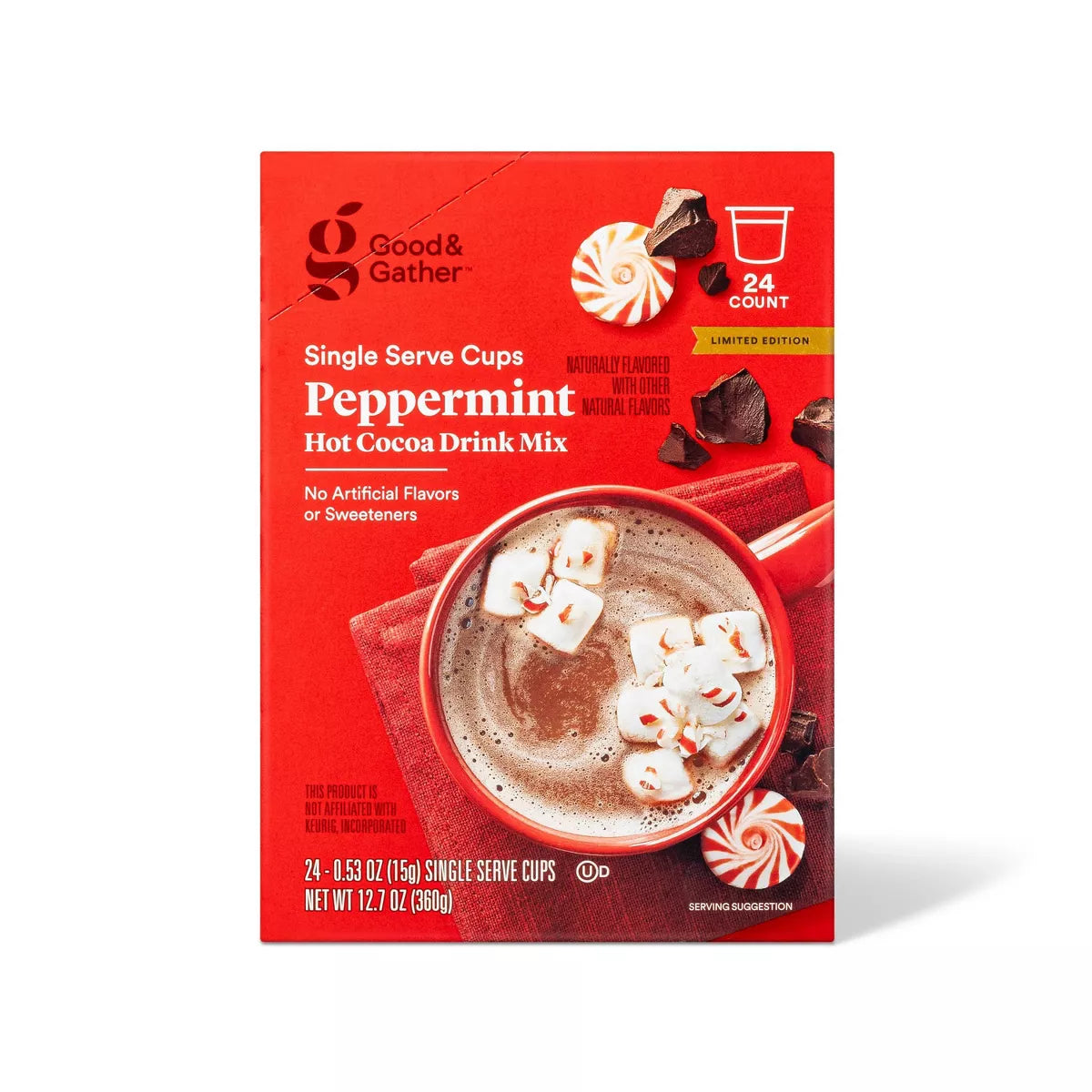 Peppermint Naturally Flavored with Other Natural Flavors Hot Cocoa Drink Mix Single Serve Cups - 24ct - Good & Gather™