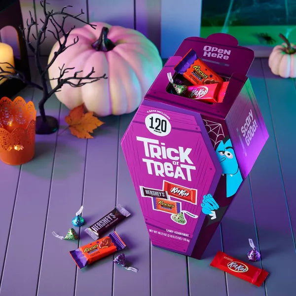 Hershey's Milk Chocolate Assorted Trick or Treat Halloween Candy Coffin Gift Box - 120pc - Ultra RARE