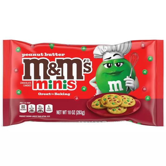 M&M's Christmas Minis Peanut Butter Baking Chocolate Candies Bag - 10oz