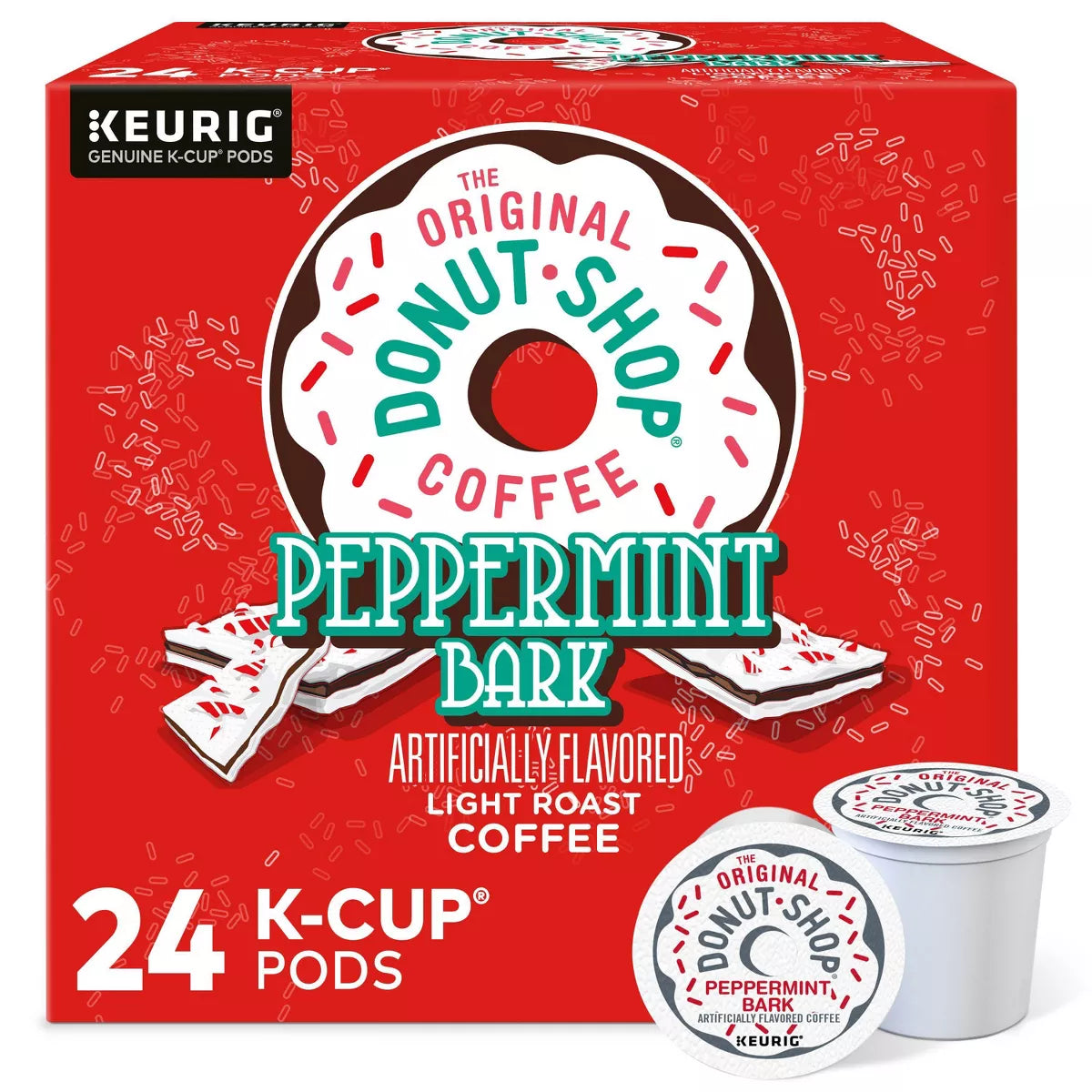 The Original Donut Shop Peppermint Bark Medium Roast Keurig K-Cup Coffee Pods Flavored Coffee - 24ct/8.3oz