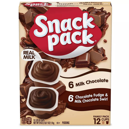 Snack Pack Chocolate Fudge & Milk Chocolate Swirl Pudding - 12 Cups