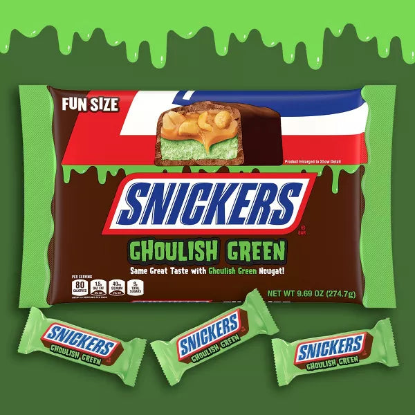 SNICKERS Ghoulish Green Candy Bars Halloween Chocolate - 9.69oz