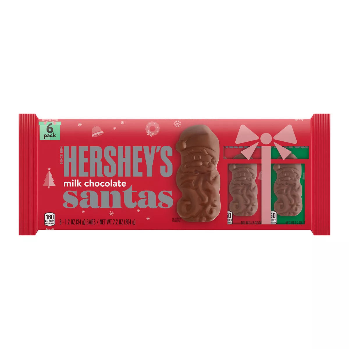 Hershey's Christmas Milk Chocolate Santas Candy - 1.2oz/6ct