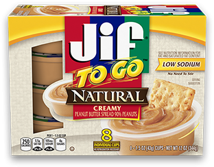 Jif To Go Natural Peanut Butter Spread, 1.5 oz Cups (8 Count)